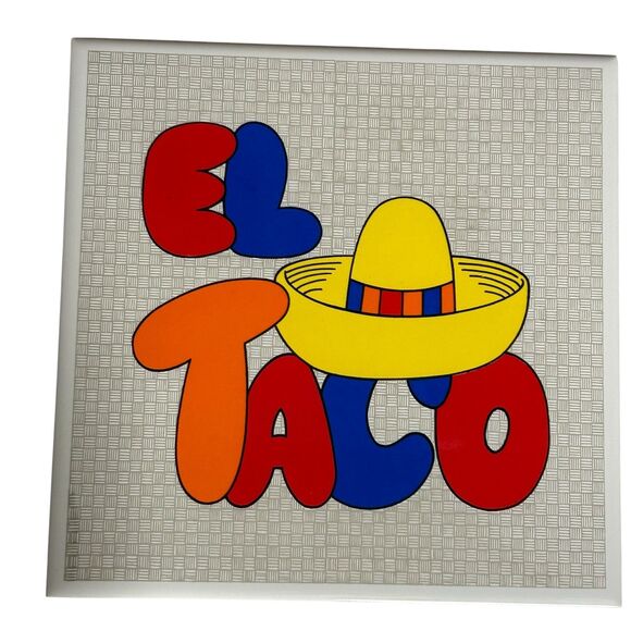 Mexican Restaurant El Taco Trivet Tile Colorful 6x6 -‎ Orient Taiwan - Vtg 1980s - Picture 1 of 8